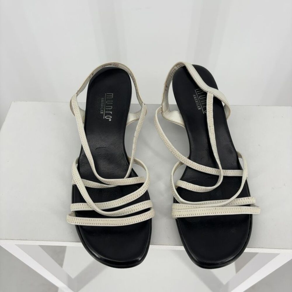 Munro Strappy Low-Heel White Sandals